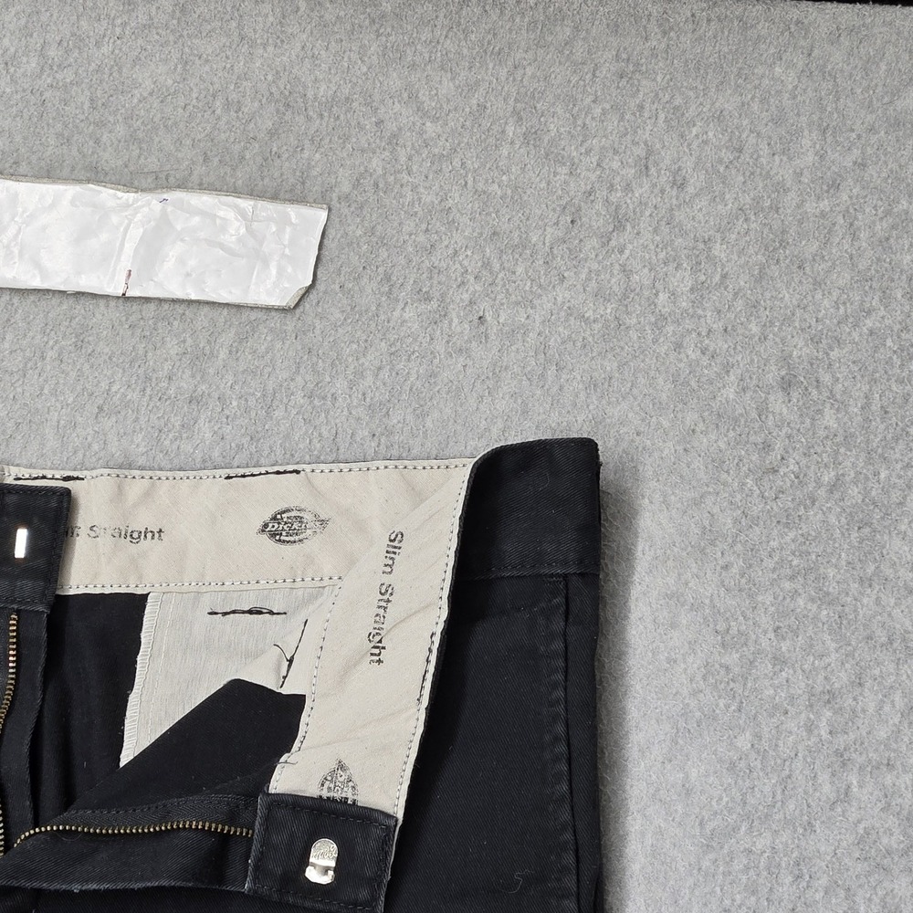 Dickies Men Pants 32X34 Black Chino Twill Slim Straight Button 32" Inseam - Picture 6 of 13